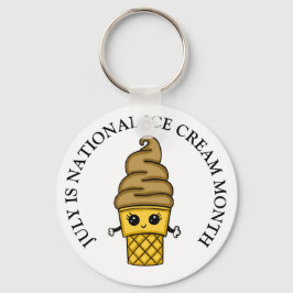 Juli ist der Knopf "Nationaler Eiskrem Monat" Schlüsselanhänger