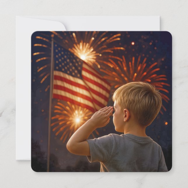 Juli Junge, der die Flagge verkündet Einladung (Vorderseite)