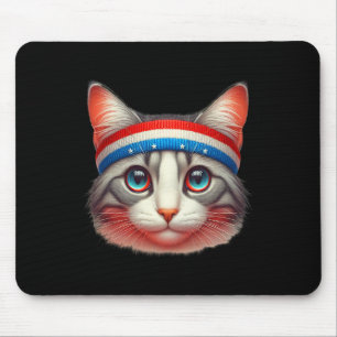 Juli Katze mit einem roten, weißen und blauen Kopf Mousepad