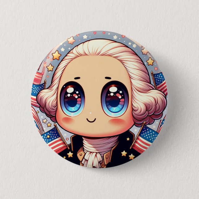 Juli Kawaii George Washington Button (Vorderseite)