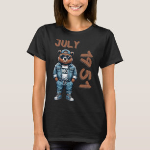 Juli König Grillmeister Bär BBQ Liebhaber Vater Ge T-Shirt