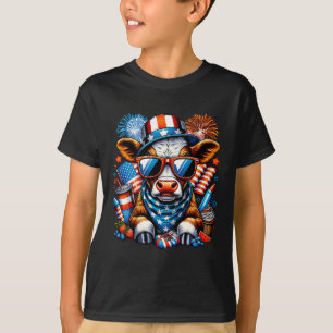 Juli Kuh Heifer Patriotischer Kuh Bauer T-Shirt