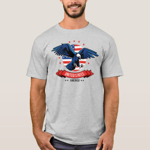 Juli kühne Adlerfarben unter US-Flagge T-Shirt