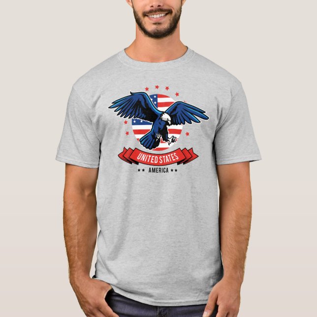 Juli kühne Adlerfarben unter US-Flagge T-Shirt (Vorderseite)