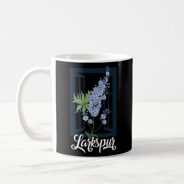 Juli Lila Larkspur Birth Blume Außenbereich Garten Kaffeetasse (Links)