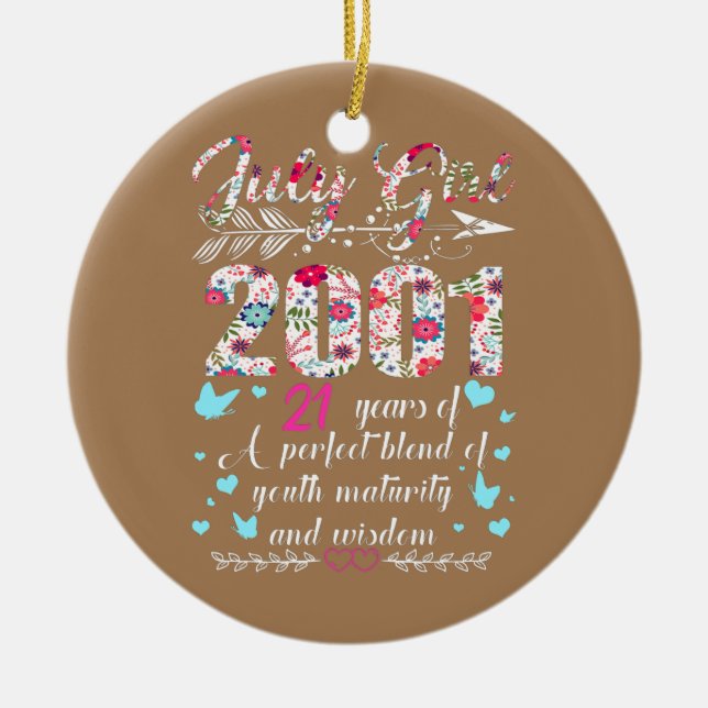 Juli Mädchen 2001 21. Geburtstagsgeschenke 21 Jahr Keramik Ornament (Vorne)