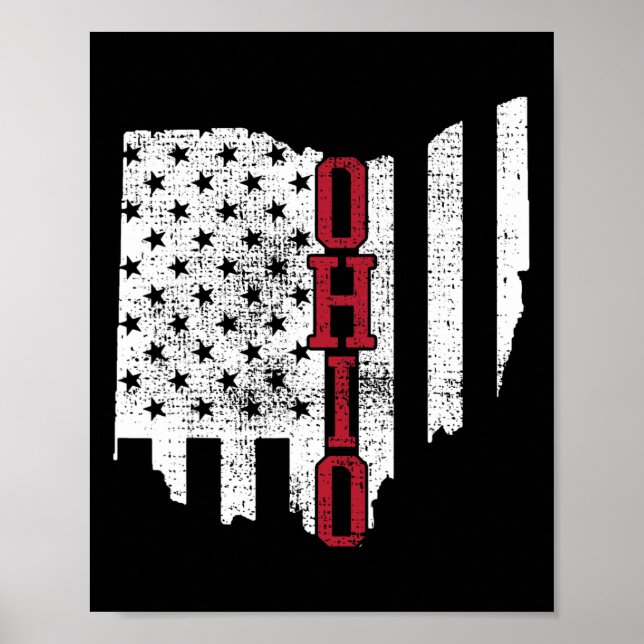 Juli Ohio US Flag Staaten Vintag Poster (Vorne)