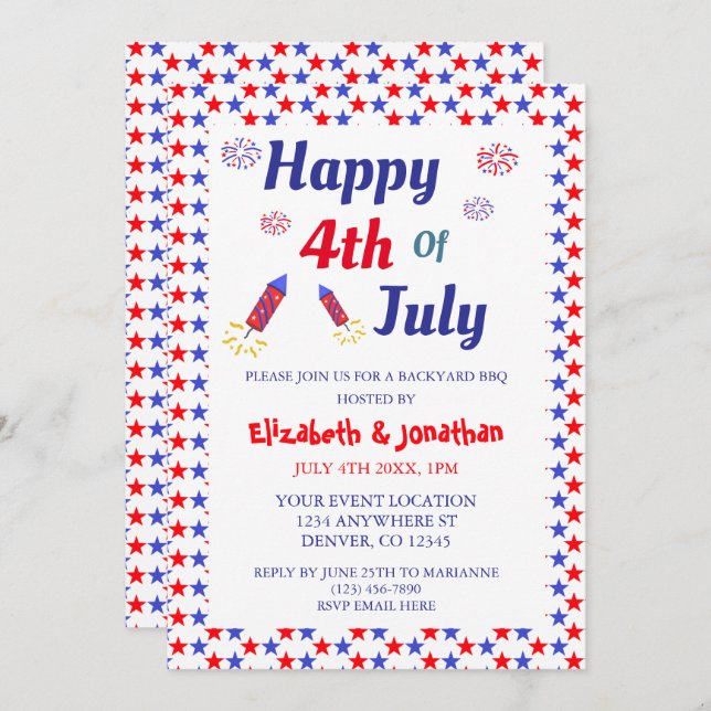 Juli Party Einladung (Vorne/Hinten)