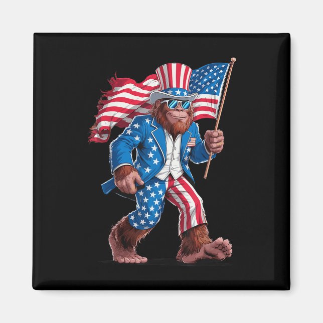 Juli Patriotic American Bigfoot Sasquatch U Magnet (Vorne)