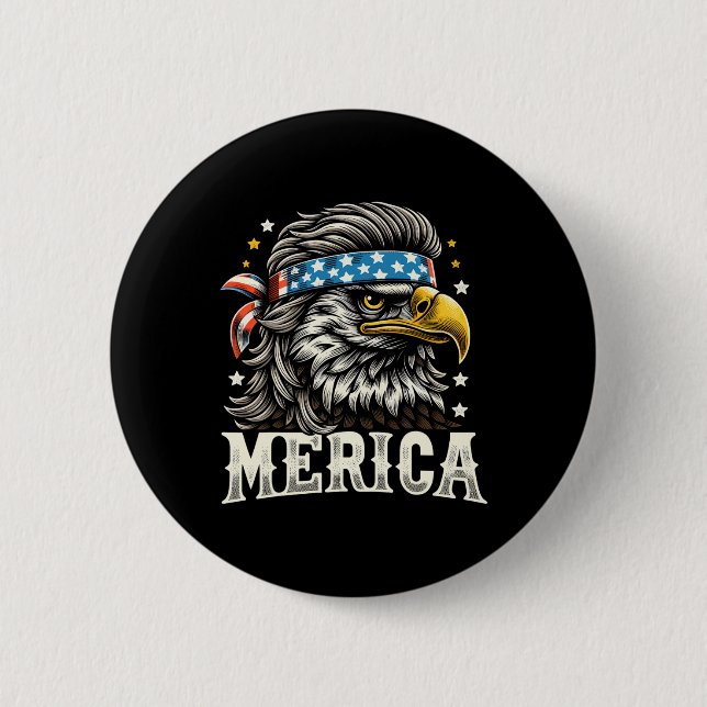 Juli Patriotic Funny Eagle 4. Juli USA Merica Button (Vorderseite)