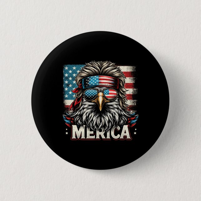 Juli Patriotic Funny Eagle 4. Juli USA Merica Button (Vorderseite)