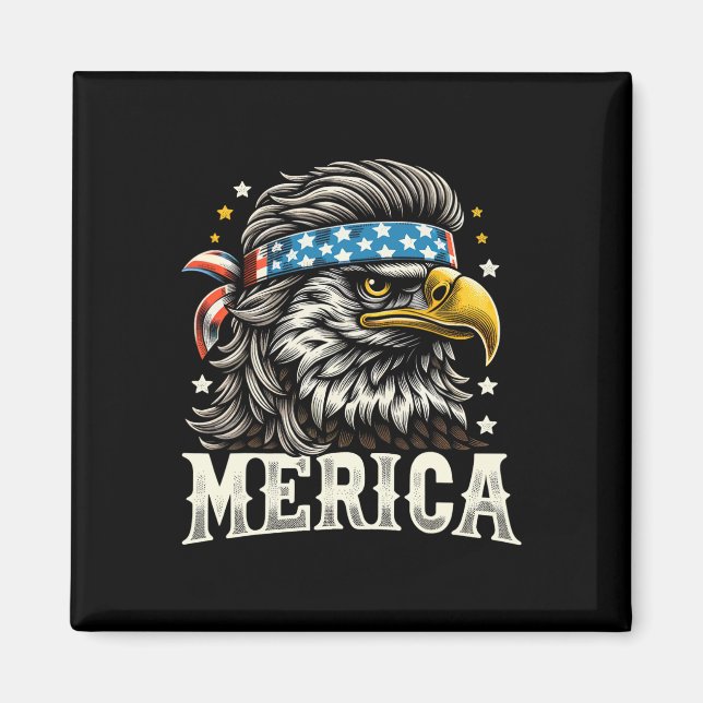 Juli Patriotic Funny Eagle 4. Juli USA Merica Magnet (Vorne)