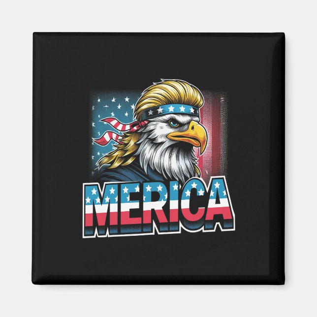 Juli Patriotic Funny Eagle 4. Juli USA Merica Magnet (Vorne)