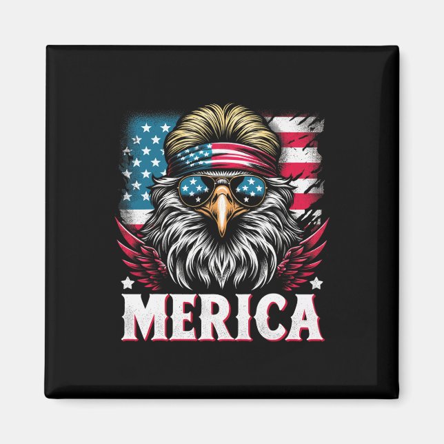Juli Patriotic Funny Eagle 4. Juli USA Merica Magnet (Vorne)