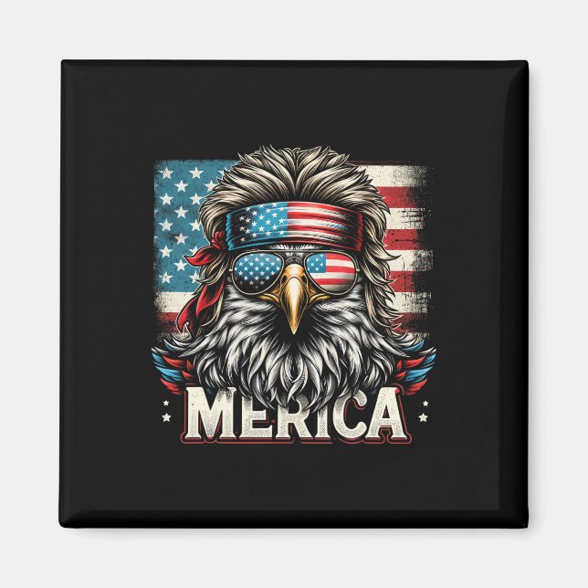 Juli Patriotic Funny Eagle 4. Juli USA Merica Magnet (Vorne)