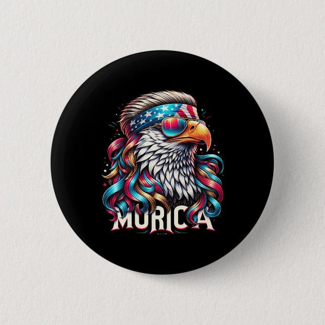 Juli Patriotic Funny Eagle 4. Juli Usa Murica Button (Vorderseite)