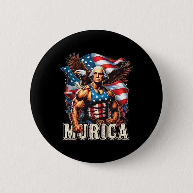 Juli Patriotic Funny George Washington 4. Juli Button (Vorderseite)