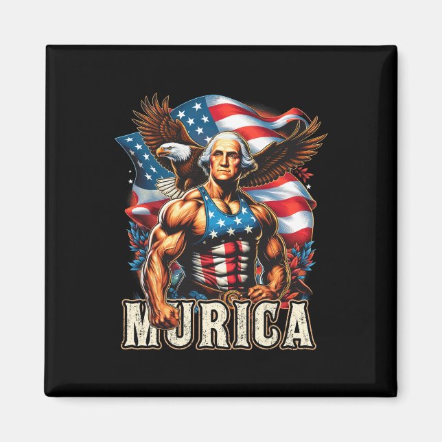 Juli Patriotic Funny George Washington 4. Juli Magnet (Vorne)
