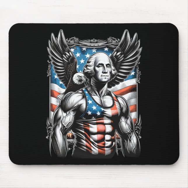 Juli Patriotic Funny George Washington 4. Juli Mousepad (Vorne)