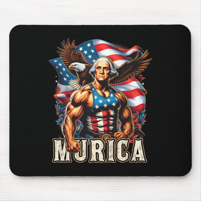 Juli Patriotic Funny George Washington 4. Juli Mousepad (Vorne)