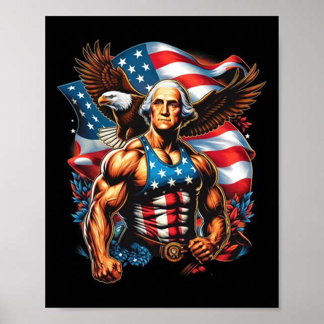 Juli Patriotic Funny George Washington 4. Juli Poster (Vorne)