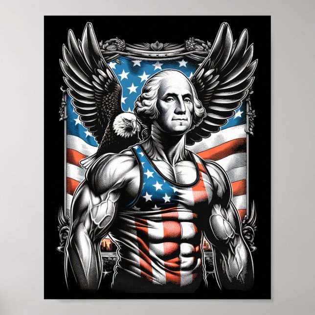Juli Patriotic Funny George Washington 4. Juli Poster (Vorne)