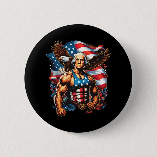 Juli Patriotic Funny George Washington Juli Button (Vorderseite)