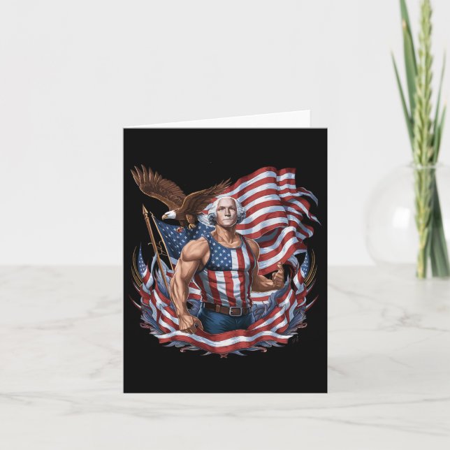 Juli Patriotic Funny George Washington Juli Karte (Vorderseite)