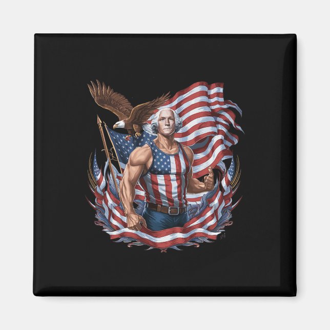 Juli Patriotic Funny George Washington Juli Magnet (Vorne)
