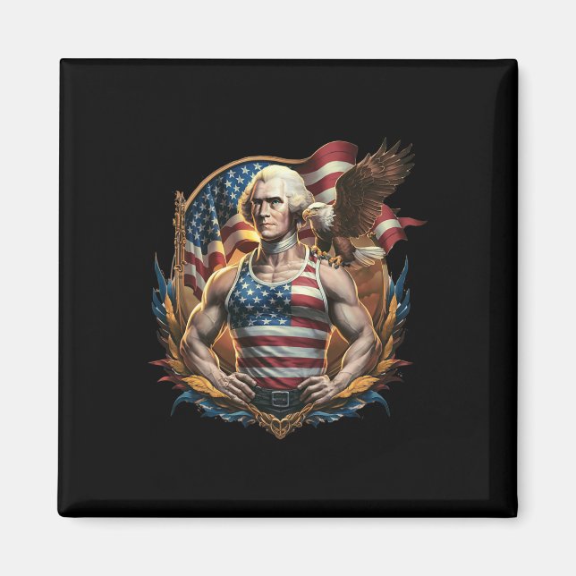 Juli Patriotic Funny George Washington Juli Magnet (Vorne)