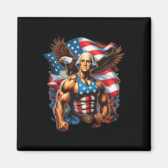 Juli Patriotic Funny George Washington Juli Magnet (Vorne)