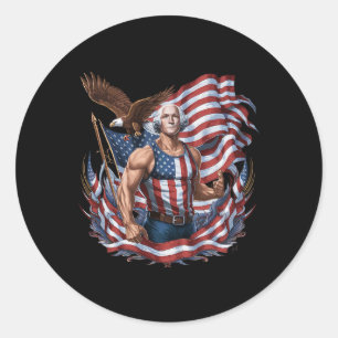 Juli Patriotic Funny George Washington Juli Runder Aufkleber