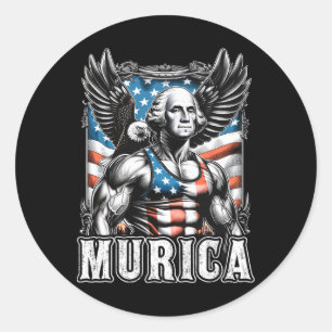 Juli Patriotic Funny George Washington Juli Runder Aufkleber