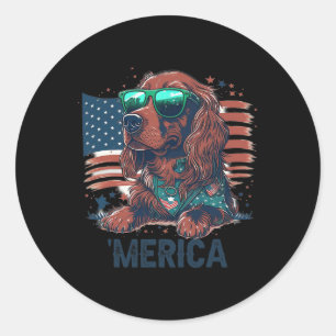 Juli Patriotic Irish Setter Dog Merica Runder Aufkleber