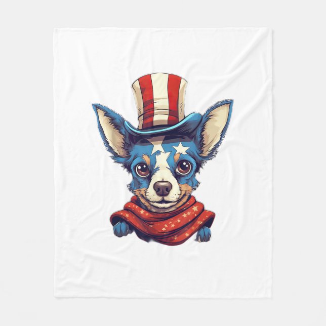 Juli Patriotic Rat Terrier Dog Fleecedecke (Vorderseite)