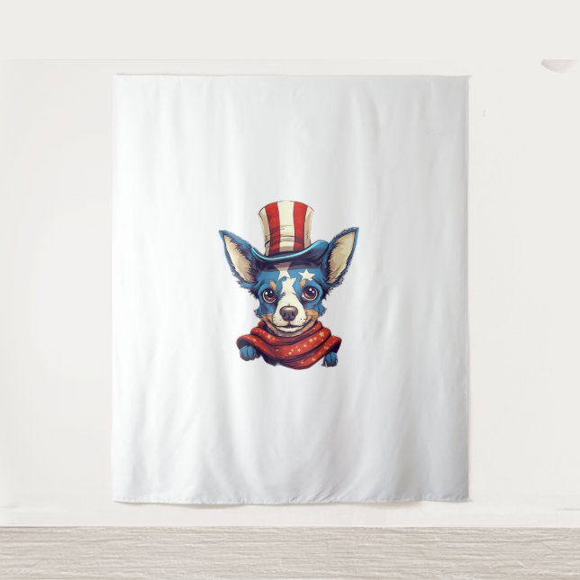 Juli Patriotic Rat Terrier Dog Wandteppich (Vorderseite)