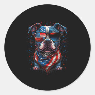 Juli Patriotic Staffordshire Bull Terrier D. Runder Aufkleber