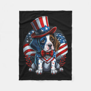 Juli Patriotisches Englisch Pointer Dos US Flag Fleecedecke