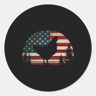 Juli Patriotisches Hühnchen Amerikanische Flagge C Runder Aufkleber