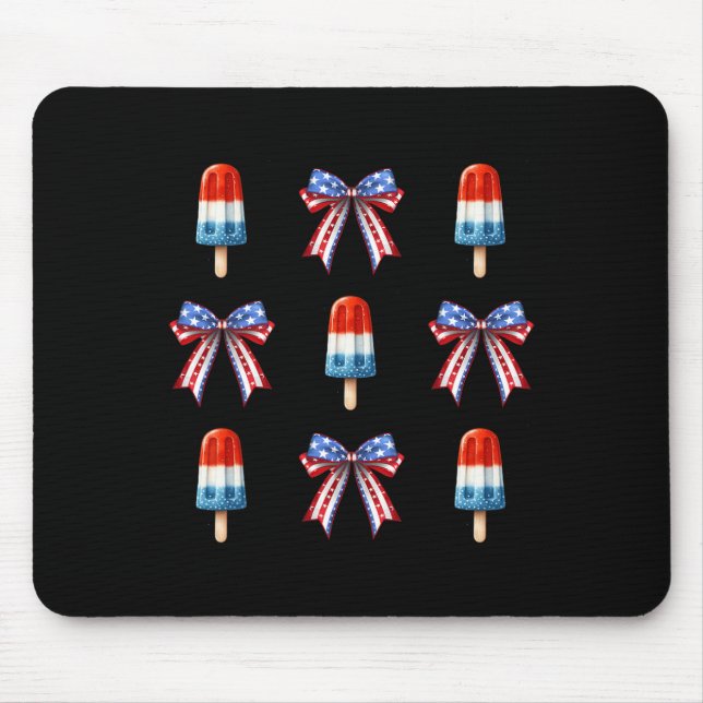 Juli Popsicle Bows Coquette American Flag P Mousepad (Vorne)