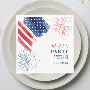 Juli Red White Blue Holiday Party Paper Serviette