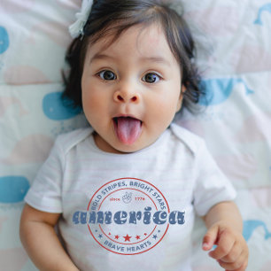Juli Red White Blue Modern Typografie Baby Strampler