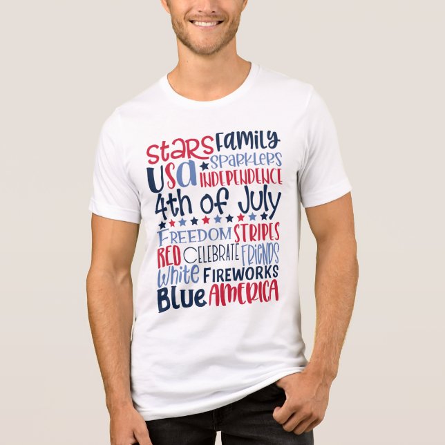 Juli Red White Blue Modern Typografie Tri-Blend Shirt (Vorderseite)