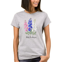 Juli-Rittersporn-Blumen-T-Shirt