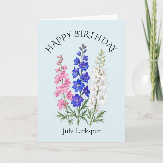 Juli-Rittersporn-Geburtstag Karte (Vorderseite)