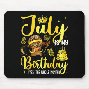 Juli Schwarzes Mädchen Geburtstag Afro Frau Geburt Mousepad