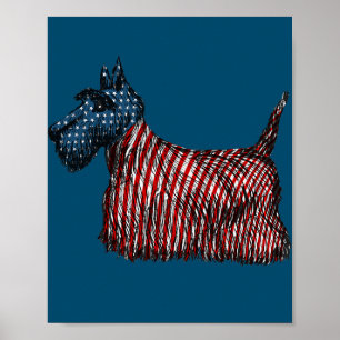 Juli Scottish Terrier Dog US American Flag Poster