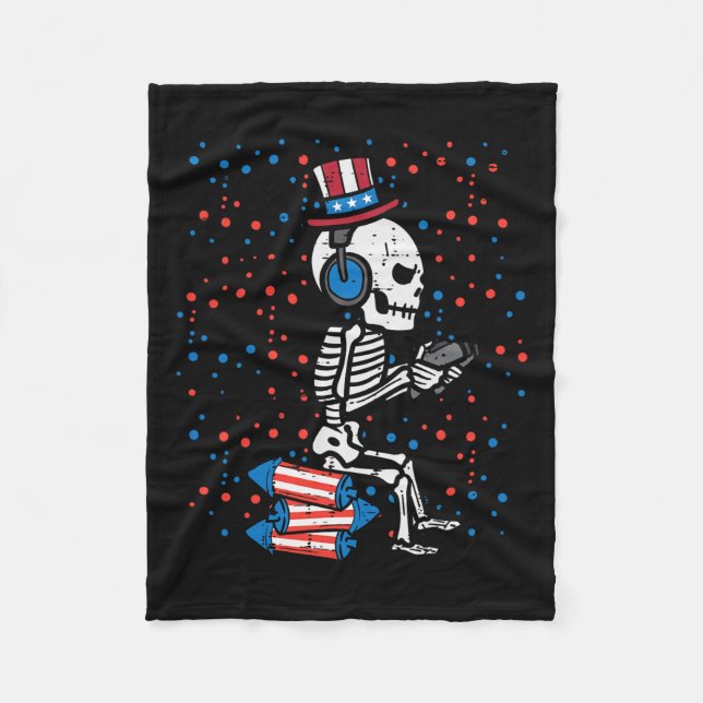 Juli Skeleton Gamer Funny America Jungs Kinder Män Fleecedecke (Vorderseite)