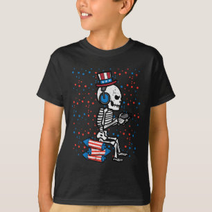 Juli Skeleton Gamer Funny America Jungs Kinder Män T-Shirt