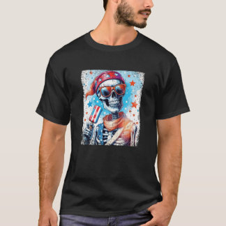 Juli Skeleton Popsicle Sunglasses USA Flag T-Shirt